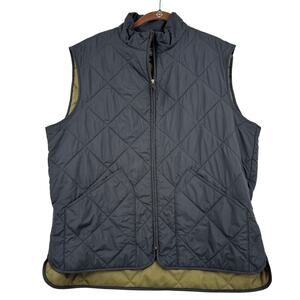 J. Crew Quilted Vest Mens Size L Black Full Zip Pockets Outerwear Outdoor Layer